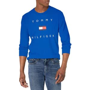 Tommy Hilfiger Men's Long Sleeve Logo T Shirt, Royalty, MD for $20