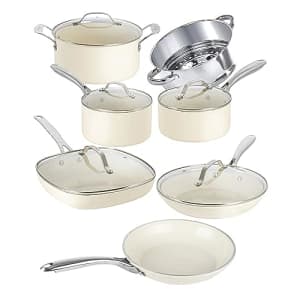 Gotham Steel 12 Piece Pots and Pans Set Nonstick Cookware Set, Complete Ceramic Cookware Set for for $100