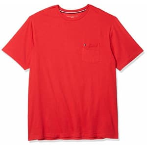 Tommy Hilfiger Men's Big & Tall Big and Tall T Shirt with Pocket, Red Alert, L-TL for $35