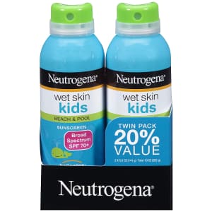 Neutrogena Wet Skin Kids Sunscreen Spray 5-Oz. Bottle 2-Pack for $11 Neutrogena Wet Skin Kids Sunscreen Spray 5-Oz. Bottle 2-Pack for $11