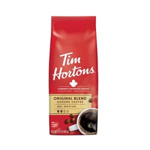 Tim Hortons Original Blend, Medium Roast Ground Coffee, Made with 100% Arabica Beans, 24 Ounce Bag for $13