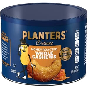 Planters Honey Roasted Whole Cashews 8.25-oz. Tub for $7