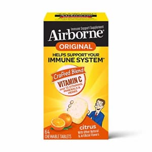 Vitamin C 1000mg - Airborne Citrus Chewable Tablets (64 count in a box), Gluten-Free Immune Support for $11