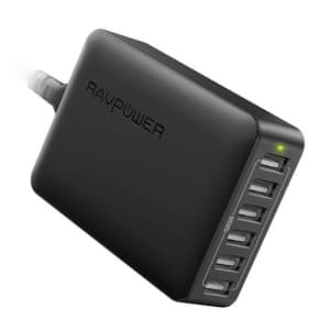 RAVPower 60W 6-Port USB Desktop Charging Station for $12