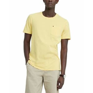 Tommy Hilfiger Men's Regular T Shirt with Pocket, Vmyl39 Yellow H, XS for $23