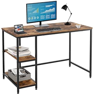 BestOffice 47 in Length Study Writing Table,Computer Desk with 2 Shelves, 2-in-1 Large Office Desk with Metal for $78