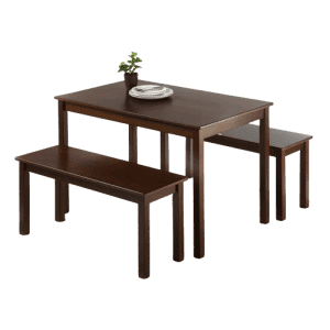 Zinus Juliet Espresso Wood Dining Table w/ Two Benches for $185
