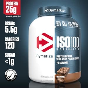 Dymatize ISO100 Hydrolyzed Protein Powder, 100% Whey Isolate Protein, 25g of Protein, 5.5g BCAAs, for $66