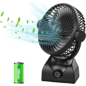 Oscillating Desk Fan w/ 10,000mAh Rechargeable Battery for $32