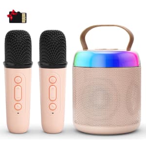 Mini Portable Bluetooth Karaoke Machine with 2 Microphones for $12 Mini Portable Bluetooth Karaoke Machine with 2 Microphones for $12