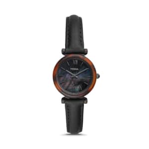 Fossil Women's Carlie Mini Three-Hand Leather Watch for $45