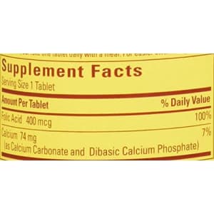 Nature Made Folic Acid (400 mcg) Tablets, 250 Count, Pack of 2 for $15