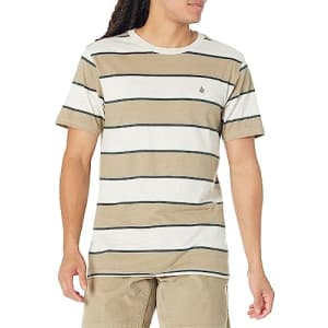Volcom Men's Regular Bandstone Striped Crew Shirt, White Flash, XX-Large for $38