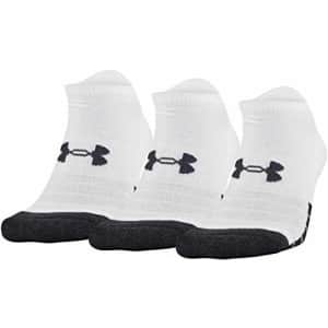 Under Armour Adult Performance Tech No Show Socks, Multipairs, White (3-Pairs), Medium for $30