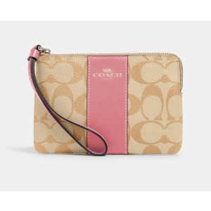 Coach Corner Zip Signature Canvas Wristlet for $25 Coach Corner Zip Signature Canvas Wristlet for $25