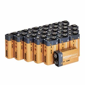 Amazon Basics 24 Pack 9 Volt Performance All-Purpose Alkaline Batteries, 5-Year Shelf Life, Easy to for $28