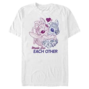 Disney Big & Tall Lilo & Stitch Stitch Angel Together Men's Tops Short Sleeve Tee Shirt, White, for $7