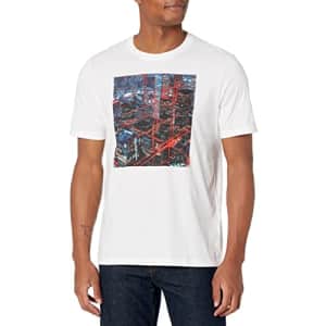 HUGO Men's Crew Neck Pattern Box Jersey T-Shirt, swan White, S for $71