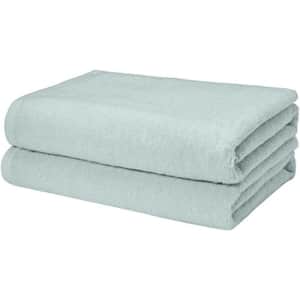 Amazon Basics Quick-Dry, Luxurious, Soft, 100% Cotton Towels, Ice Blue - Set of 2 Bath Towels for $40