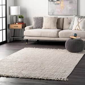 nuLOOM Natura Collection Chunky Loop Jute Area Rug, 5' x 7' 6", Off-white for $138