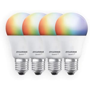 Sylvania Smart+ Wi-Fi Full Color Dimmable A19 LED Light Bulb 4-Pack for $28