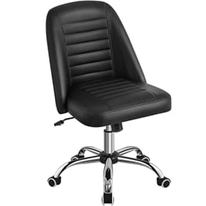 Yaheetech PU Leather Armless Office Chair, Mid Back Desk Chair,Computer Task Chair, Modern Vanity for $79