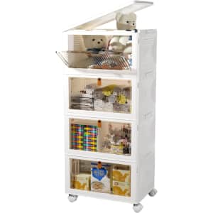 23-Quart 4-Tier Plastic Stackable Storage Bins Organizer for $28 23-Quart 4-Tier Plastic Stackable Storage Bins Organizer for $28