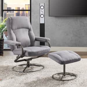 Mainstays Plush Pillowed Swivel Recliner and Ottoman Set for $62 Mainstays Plush Pillowed Swivel Recliner and Ottoman Set for $62
