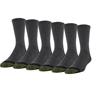 Gold Toe Men's 656s Cotton Crew Athletic Socks, Multipairs, Grey/Black Work (6-Pairs), Large for $22