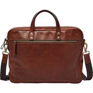 Fossil Men's Haskell Genuine Leather Double Zip Briefcase for $150