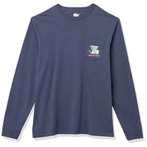 vineyard vines Men's Long-Sleeve Making Spirits Bright Pocket T-Shirt, Blue Blazer, X-Small for $29