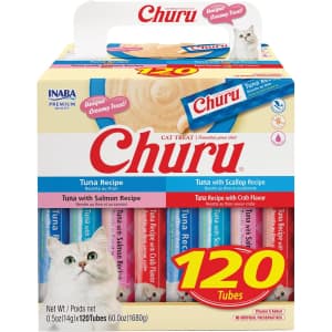 Inaba Churu Cat Treats Purée Tubes 120-Count for $40