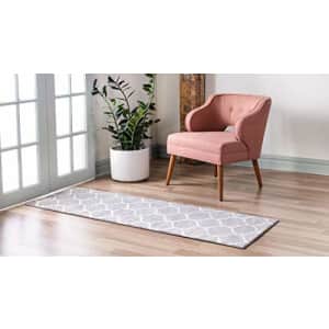 Unique Loom Trellis Frieze Collection Lattice Moroccan Geometric Modern Light Gray Runner Rug (2' 0 for $25