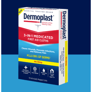 Dermoplast 3-in-1 Medicated First Aid Cloth Sample for free