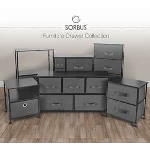 Sorbus Nightstand with 3 Drawers - Bedside Furniture & Accent End Table Storage Tower for Home, for $64