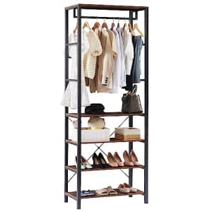 VECELO Coat Rack, Hall Tree with 4-Tier Shoe Rack and Hanging Rod Functional Accent Furniture for $80