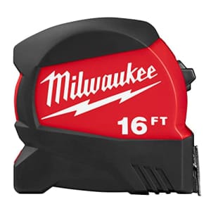 Milwaukee measure tape Milwaukee 48-22-0416 Tape Measure, 16 ft L Blade, 1/2 in W Blade, Steel for $17