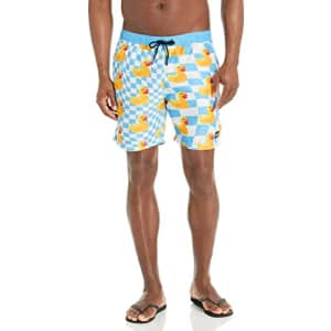 NEFF Men's Standard Daily Hot Tub Board Shorts for Swimming, White/Blue Ducky for $10