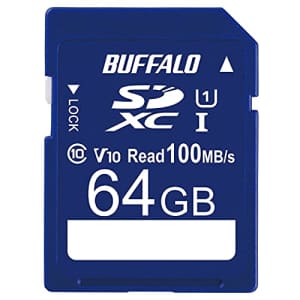 Buffalo Tools Buffalo SD Card 64GB 100MB/s UHS-1 Speed Class 1 Supports VideoSpeedClass 10 IPX7 Full HD Data for $27