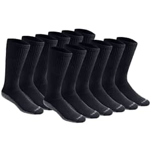 Dickies Mens Multi-pack Dri-tech Moisture Control Boot-length Socks, Black (12 Pairs), 6-12 US for $23