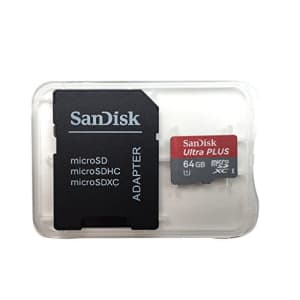 SanDisk Ultra PLUS 64GB Memory Card. Upto 80MB/S Read. MicroSDXC, Class 10, UHS-1 Card With SD for $42