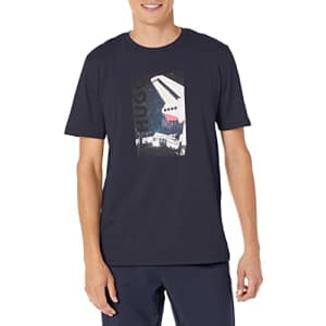 HUGO Men's Regular Fit Short Sleeved T-Shirt with Printed Logo Artwork, Midnight Blue, XXL for $70