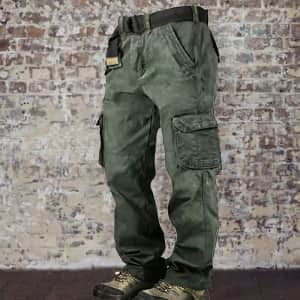 Men's Casual Multi-Pocket Cargo Pants for $15