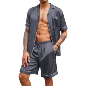Ekouaer Men's Satin Pajamas Set for $14