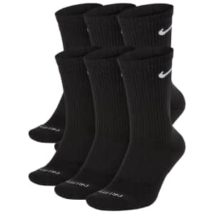 Nike Men's Cushion Crew Training Socks 6-Pack for $18