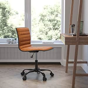 Flash Furniture Office Task Chair - Brown Vinyl - Black Frame - Armless - Ribbed Back and Seat - for $90