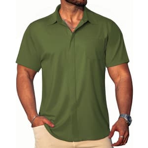 Coofandy Men's Casual Button-Down Short Sleeve Shirt for $10