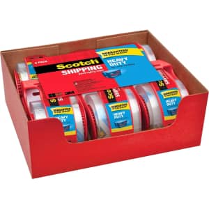 Scotch Packaging Tape 6-Pack w/ Dispenser for $15