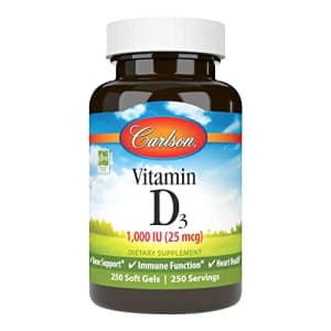 Carlson Labs Carlson Vitamin D3, 1000 IU, 250 Softgels for $15