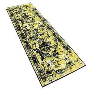 Unique Loom Sofia Collection Area Rug - Salle Garnier (2' x 6' 7" Runner, Navy Blue/ Yellow) for $26